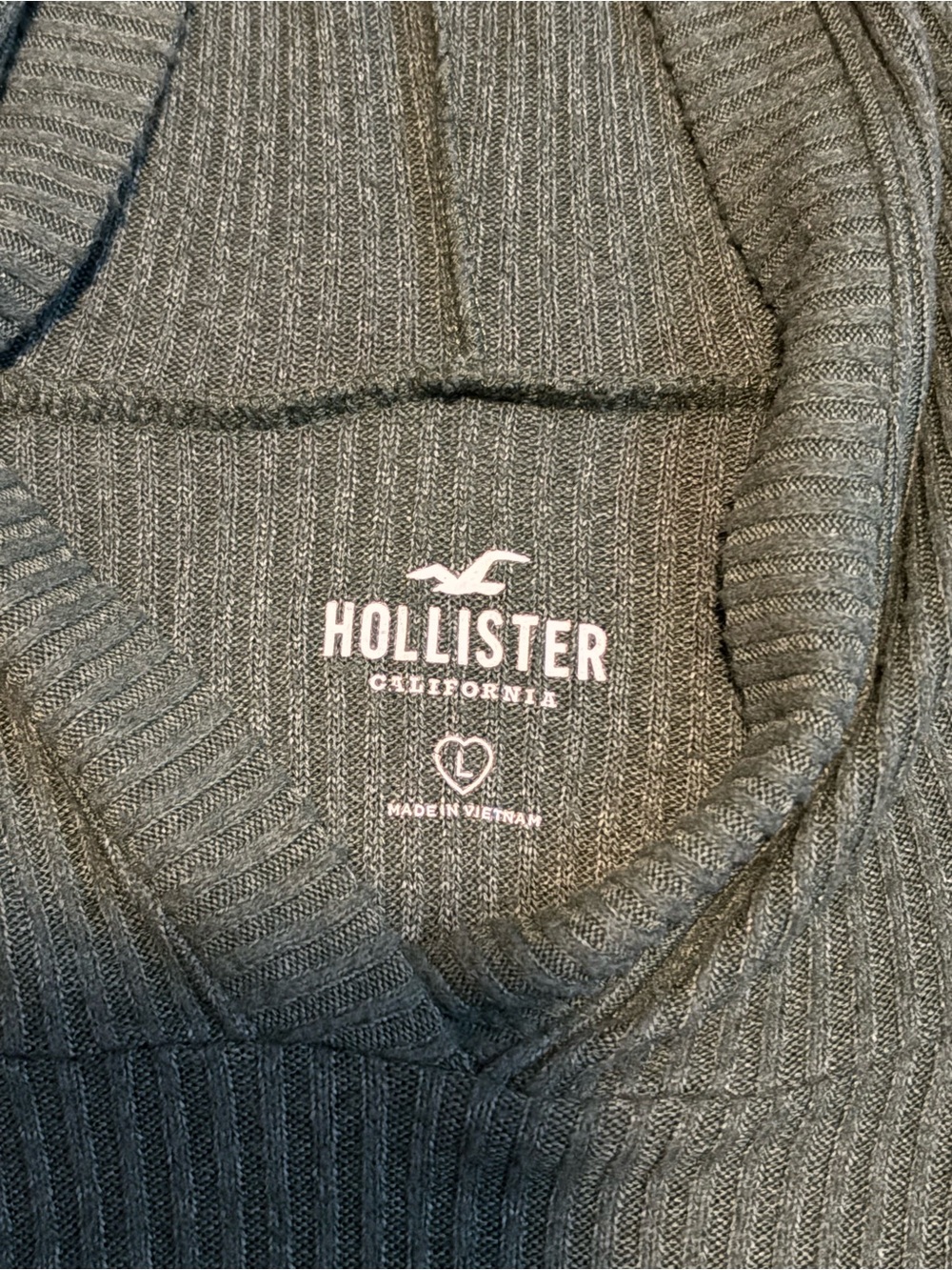 Hollister Men's Dark Gray Ribbed Turtleneck Sweater